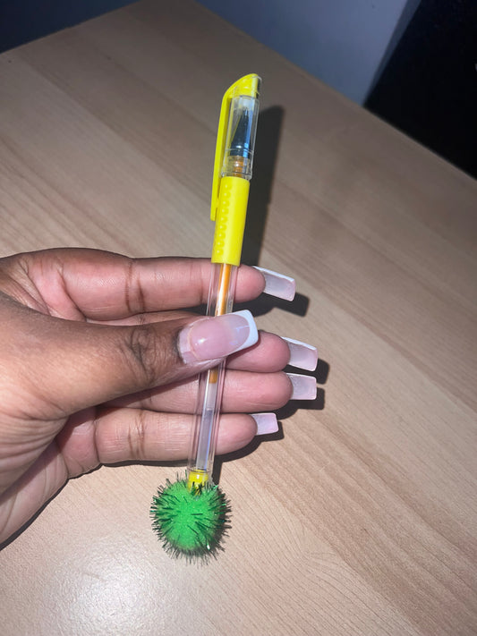 Lime Yellow Scented Gel Pen With Pom Pom