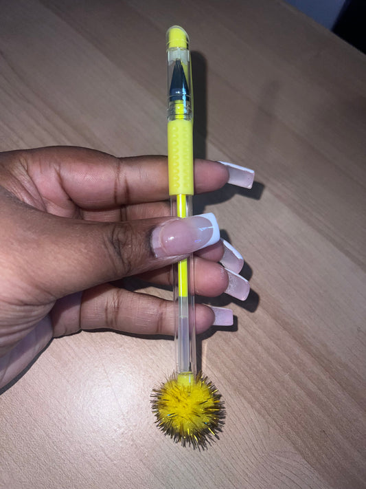 Yellow Scented Gel Pen With Pom Pom