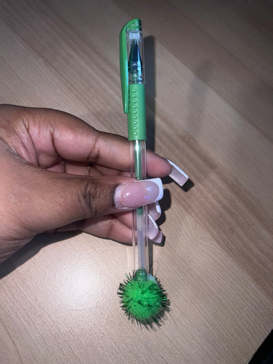Olive Green Scented Gel Pen With Pom Pom