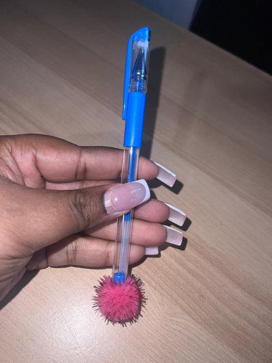 Dark Blue Scented Gel Pen With Pom Pom