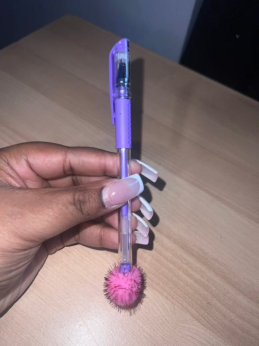 Dark Purple Scented Gel Pen With Pom Pom