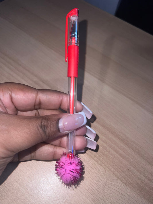 Red Scented Gel Pen With Pom Pom